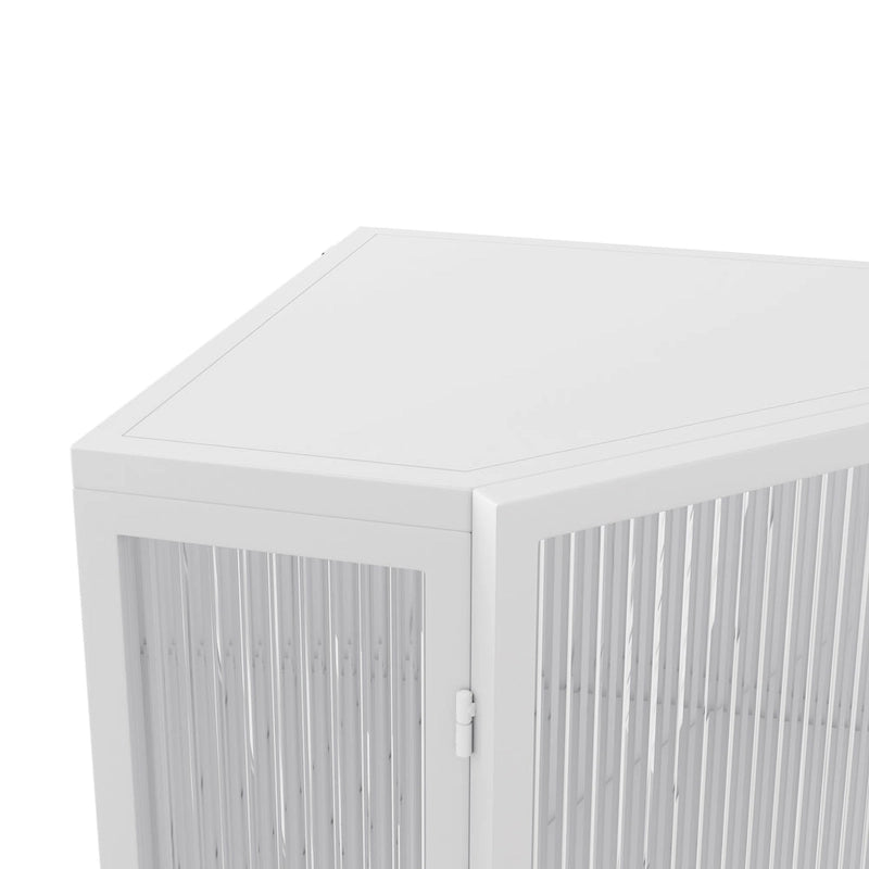Meuble d'angle à 3 niveaux avec porte vitrée