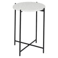 Table d'appoint avec plateau en terrazzo et piètement en métal noir en forme de X