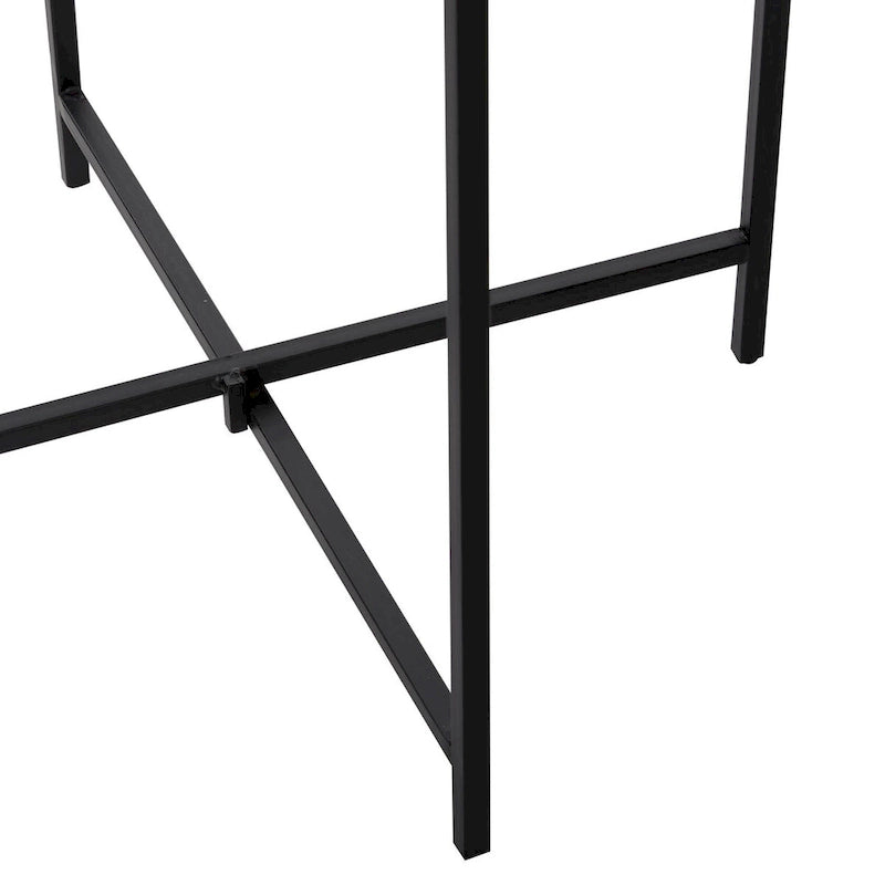 Table d'appoint avec plateau en terrazzo et piètement en métal noir en forme de X